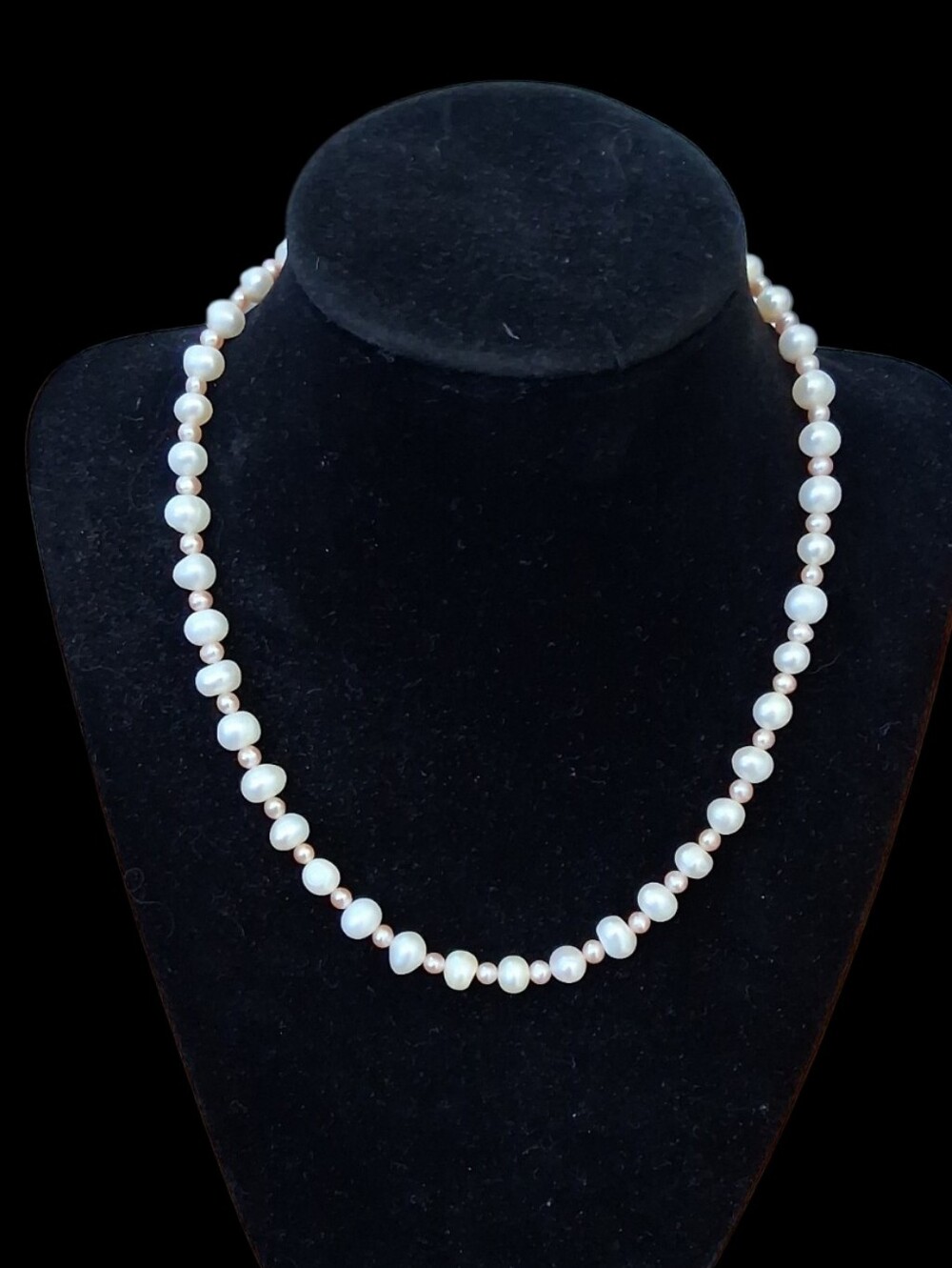 Cultured Freshwater Pearl Strand Necklace 925 Sterling Silver Clasp Pink White